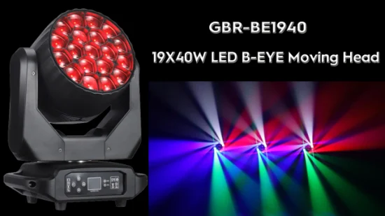 Gbr-Be1940 19X40W RGBW LED B-Eye 줌 무빙 헤드 라이트